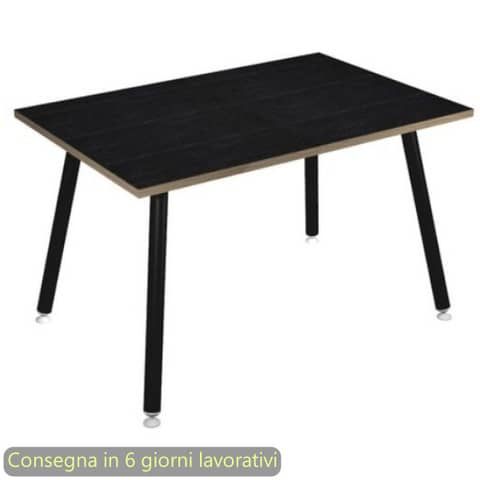 Scrivania piano nero venato frassino 120x80xH.74,4 cm gamba …