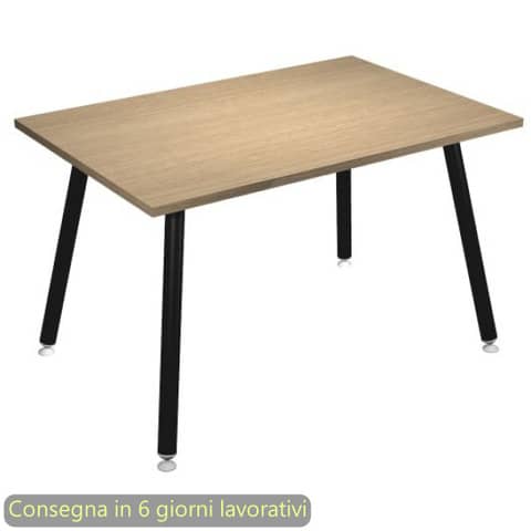 Scrivania piano rovere 120x80xH.74,4 cm gamba metallo tubolare …