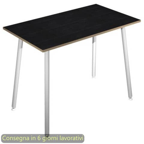 Tavolo alto Skinny Metal 180x80xH.105 cm con gambe met. bianche Artexport piano nero - 6405-DJC-8C-AN