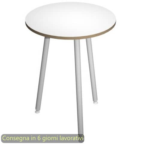 Tavolo rotondo Skinny Metal ø80xH.74,4 cm con gambe met. bianche Artexport piano bianco - 6408-DJD-3C-AN