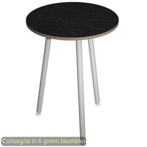 Tavolo rotondo Skinny Metal ø80xH.74,4 cm con gambe met. bianche Artexport piano nero - 6408-DJD-8C-AN