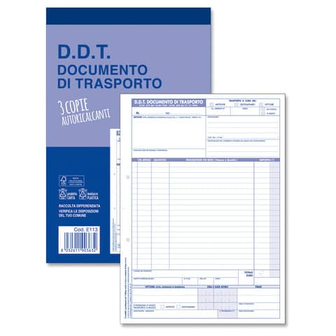 Blocco O.C.L. DDT mittente - destinatario - vettore …