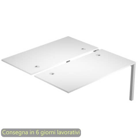 Modulo aggiuntivo bench doppio 180x168xH.72,5 cm gambe met. grigio alluminio Bridge Artexport piano bianco