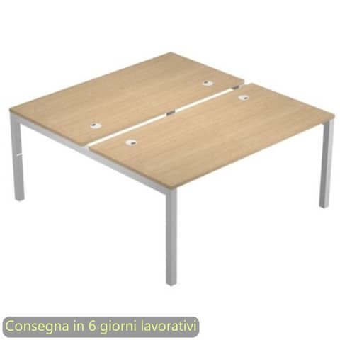 Scrivania Bench doppia piano rovere 120x168xH.72,5 cm gamba a ponte metallo bianco Bridge Artexport - BENCH12/C-AM