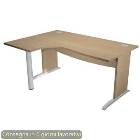 Scrivania penisola sinistra piano rovere 160x120/80/60xH.73 cm gamba …