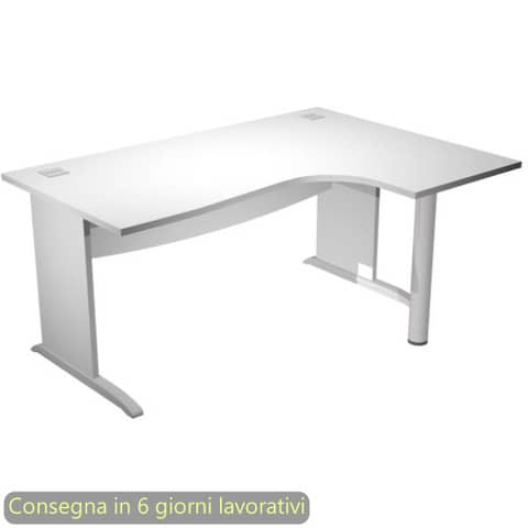 Scrivania penisola destra piano bianco 180x120/80/60xH.73 cm gamba ad L in melaminico Compact Flex - JPL/CP18DX/3