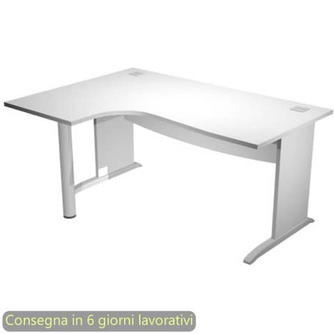 Scrivania penisola sinistra piano bianco 180x120/80/60xH.73 cm gamba ad L in melaminico Compact Flex - JPL/CP18SX/3