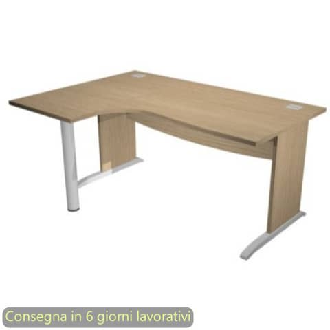 Scrivania penisola sinistra piano rovere 180x120/80/60xH.73 cm gamba …