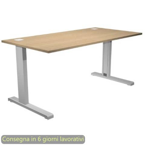 Scrivania piano rovere 120x80xH.73 cm gamba ad L in metallo grigio alluminio linea Flex Artexport - URB/T-120/C