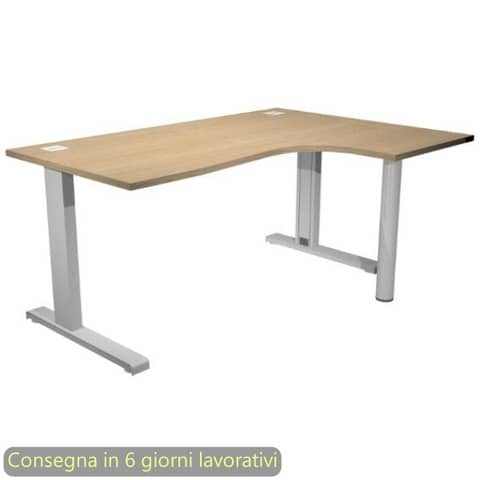 Scrivania penisola destra piano rovere 160x120/80/60xH.73 cm gamba ad L metallo grigia Flex Artexport - URB/T-CP16DX/C