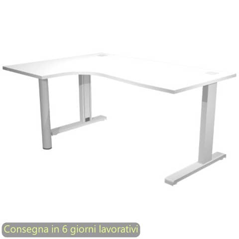 Scrivania penisola sinistra piano bianco 160x120/80/60xH.73 cm gamba …