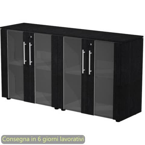 Coppia armadi bassi ante vetro-melamin. con serratura 162,8x43xH.81,4 …