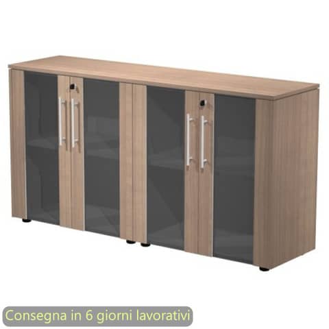 Coppia armadi bassi ante vetro-melamin. con serratura 162,8x43xH.81,4 …