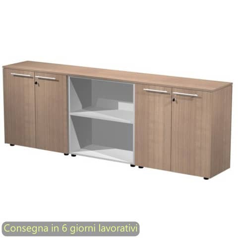 Composizione tre armadi bassi con 4 ante legno 242,8x43xH.81,4 cm Flora Artexport ciliegio arabis - 930T-67x2/K