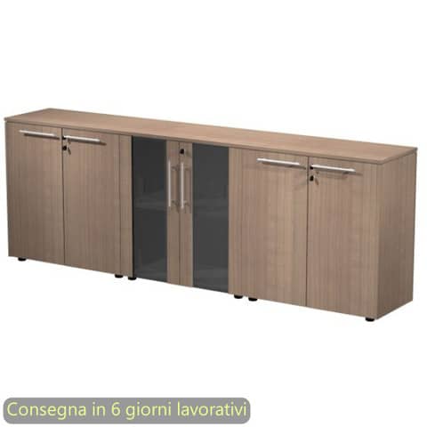 Composizione tre armadi bassi 2 ante vetro 242,8x43xH.81,4 …