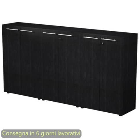 Composizione tre armadi medi con ante 242,8x43xH.119,8 cm Flora Artexport nero venato frassino - 935T-69x3/8