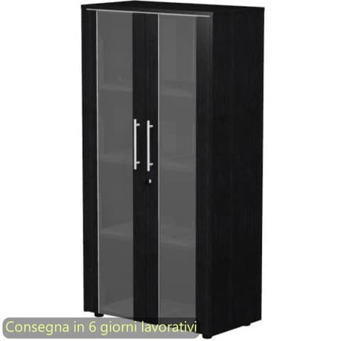Armadio medio con ante vetro/melaminico 82,8x43xH.158,2 cm Flora …