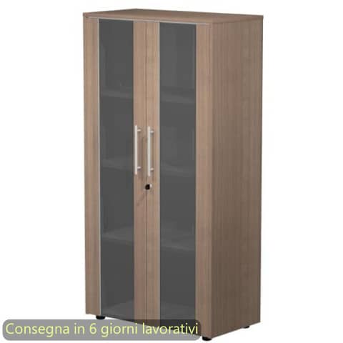 Armadio medio con ante vetro/melaminico 82,8x43xH.158,2 cm Flora …