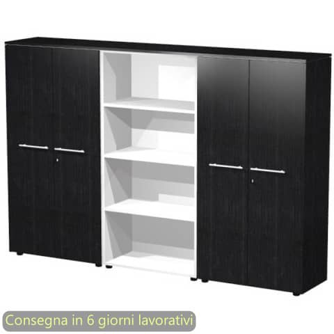 Composizione tre armadi medi con 2 coppie ante 162,8x43xH.158,2 cm Flora Artexport nero venato frassino