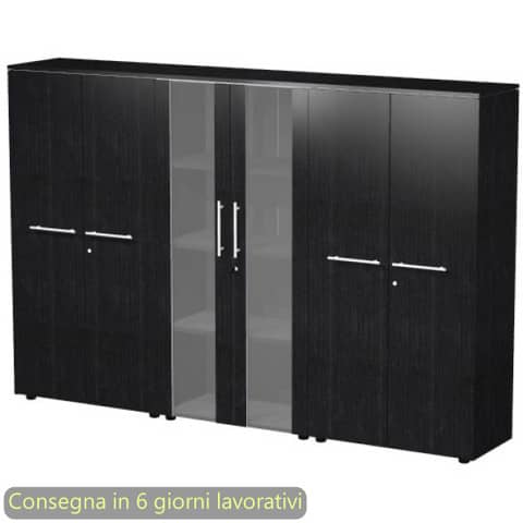 Composizione 3 armadi medi con ante 162,8x43xH.158,2 cm Flora Artexport nero venato frassino - 937T-73x2-74/8