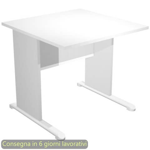 Scrivania piano bianco 80x80xH.72 cm gamba a pannello …