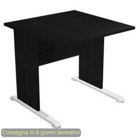 Scrivania nero venato frassino 80x80xH72 cm gamba a …