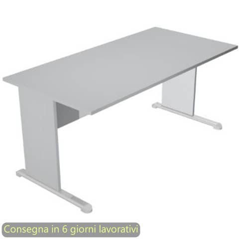 Scrivania piano grigio 140x80xH.72 cm gamba a pannello in tinta con piede metallico linea Presto Artexport 002L/9