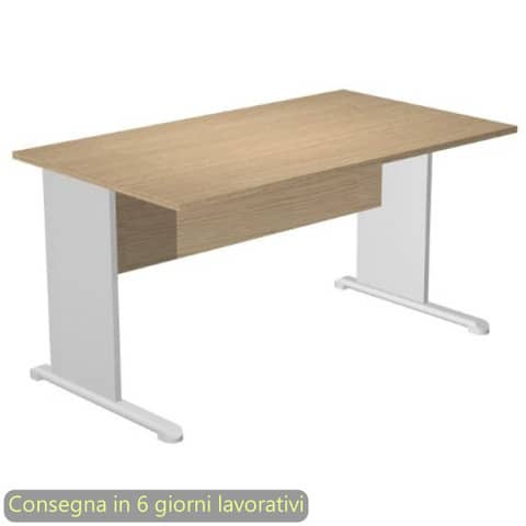 Scrivania piano rovere 140x80xH.72 cm gamba a pannello grigia con piede metallico linea Presto Artexport 002L/C5