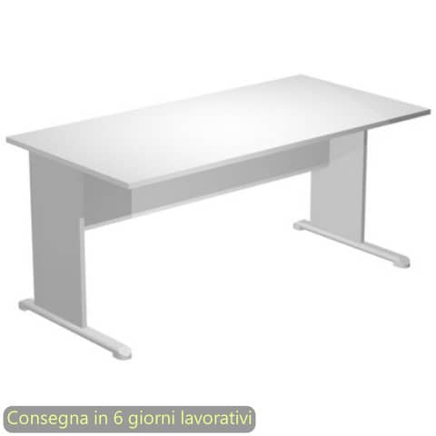 Scrivania piano grigio 160x80xH.72 cm gamba a pannello in tinta con piede metallico linea Presto Artexport 003L/9