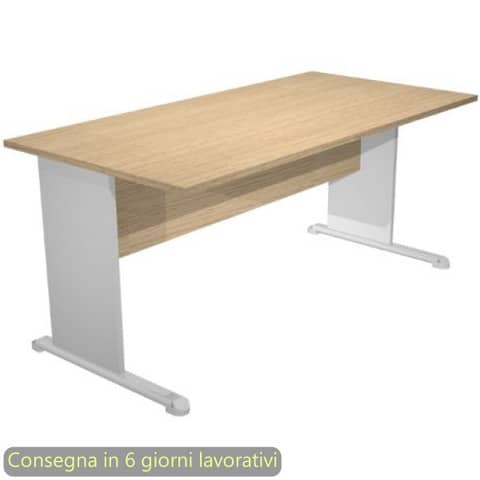 Scrivania piano rovere 160x80xH.72 cm gamba a pannello grigia con piede metallico linea Presto Artexport 003L/C5