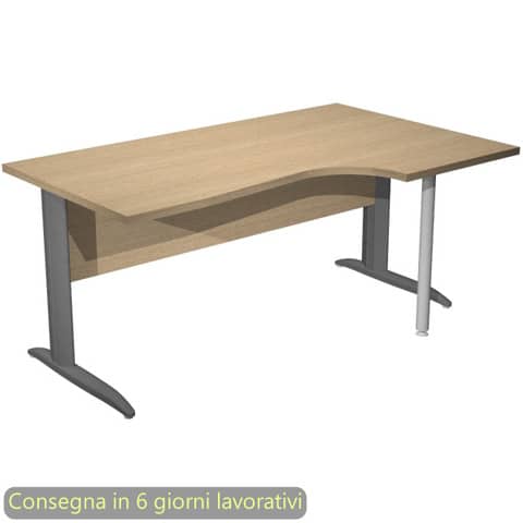 Scrivania penisola destra piano rovere 160x60/80/100xH.72 cm gamba ad L metallo antracite Presto Compact - 008K211/C/AF