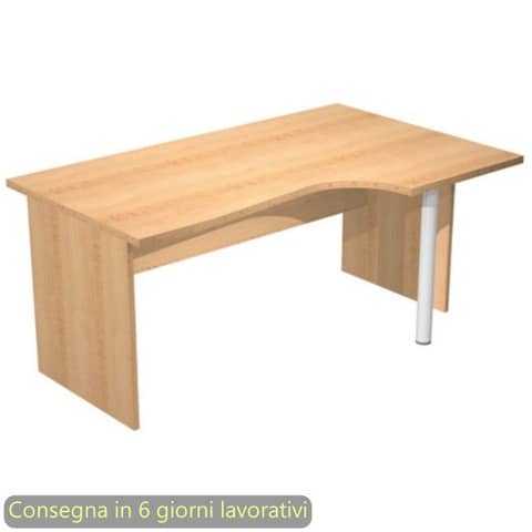 Scrivania penisola destra piano faggio 160x60/80/100xH72 cm gamba a pannello in melaminico Presto Compact - 008PAN11/6