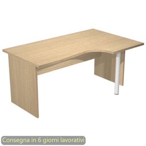 Scrivania penisola destra piano rovere 160x60/80/100xH72 cm gamba a pannello in melaminico Presto Compact - 008PAN11/C