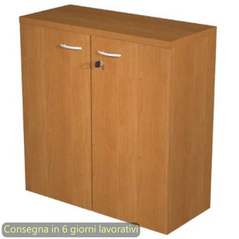 Mobile basso con ante in melaminico con serratura 80x35xH.72 cm Presto Artexport noce chiaro - 030-67M/4