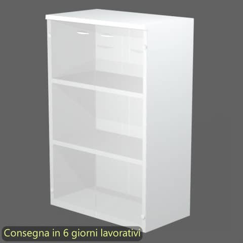 Mobile medio con ante in vetro satinato 80x35xH.120 cm 2 ripiani Presto Artexport bianco - 035-69G/3
