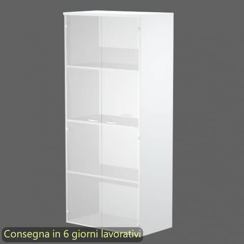 Mobile alto con ante in vetro satinato 80x35xH.180 cm 3 ripiani Presto Artexport bianco - 038-39-75G/3
