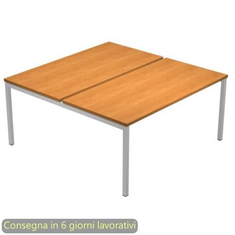 Scrivania Bench doppia piano noce chiaro 120x164xH.72,5 cm …