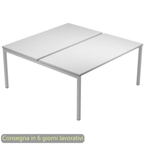 Scrivania Bench doppia piano grigio 120x164xH.72,5 cm gamba …