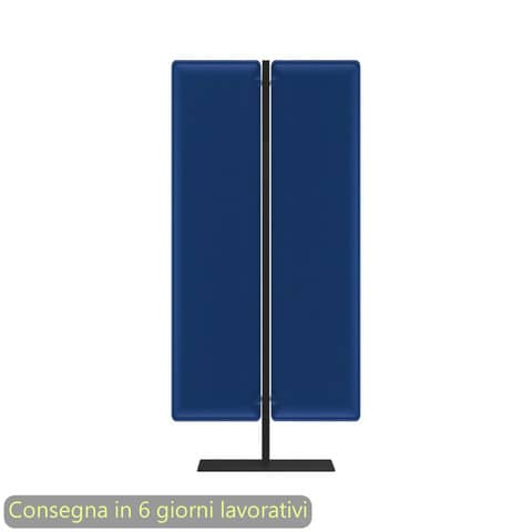 Piantana mobile in metallo nero con 2 pannelli fonoassorbenti blu Moody Artexport 83,8xH.140 cm BSJ12-IT+BSAM-AQ
