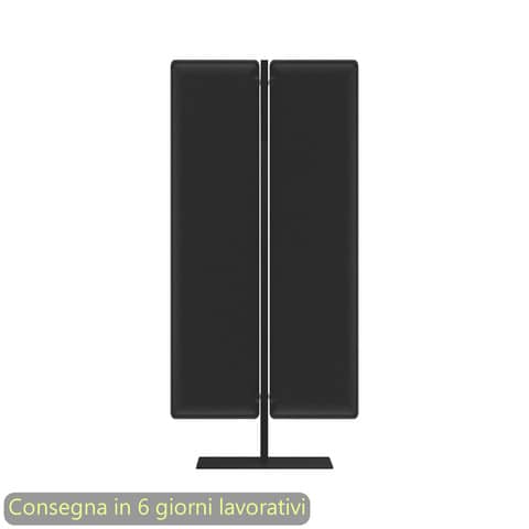 Piantana mobile in metallo nero con 2 pannelli fonoassorbenti neri Moody Artexport 83,8xH.140 cm BSJ12-IQ+BSAM-AQ