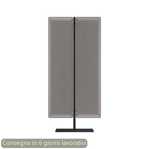 Piantana mobile in metallo nero con 2 pannelli fonoassorbenti grigi Moody Artexport 83,8xH.160 cm BSJ14-IA+BSAM-AQ