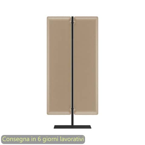 Piantana mobile in metallo nero con 2 pannelli fonoassorbenti avorio Moody Artexport 83,8xH.160 cm BSJ14-IB+BSAM-AQ