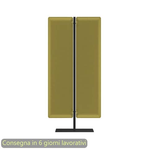 Piantana mobile in metallo nero con 2 pannelli fonoassorbenti verde acido Moody Artexport 83,8xH.160 cm