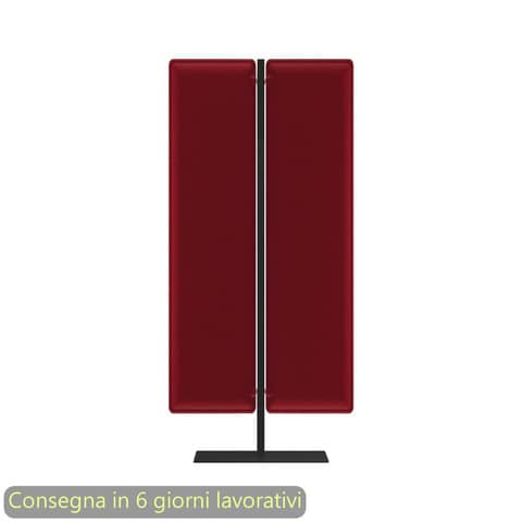 Piantana mobile in metallo nero con 2 pannelli fonoassorbenti rossi Moody Artexport 83,8xH.180 cm BSJ16-IC+BSAM-AQ