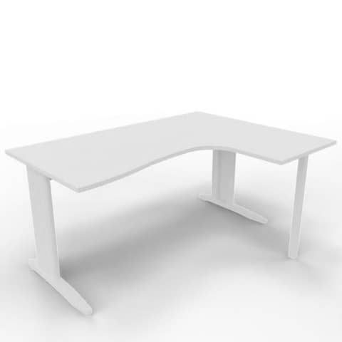 Scrivania penisola destra piano bianco 160x120xH.75 cm gamba …