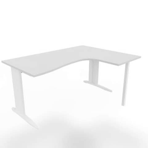 Scrivania penisola destra piano grigio 160x120xH.75 cm gamba …