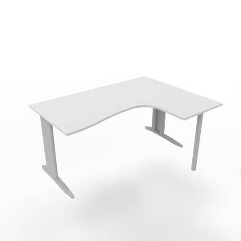 Scrivania penisola destra piano grigio 160x120xH.75 cm gamba …