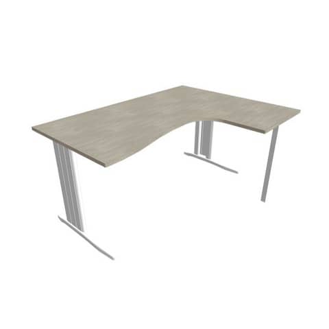 Scrivania penisola destra piano cemento 160x120xH.75 cm gamba …