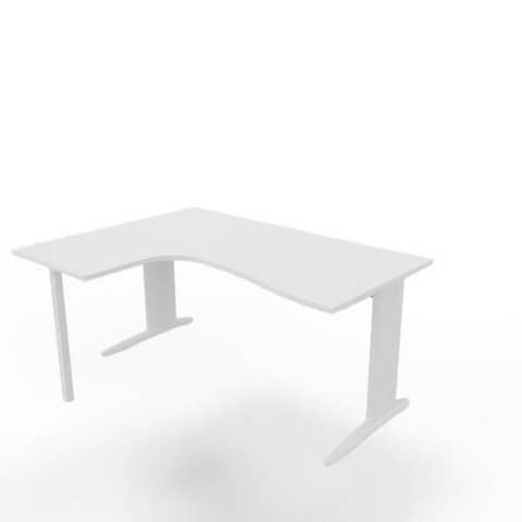 Scrivania penisola sinistra piano bianco 160x120xH.75 cm gamba …