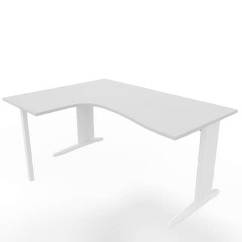 Scrivania penisola sinistra piano grigio 160x120xH.75 cm gamba …